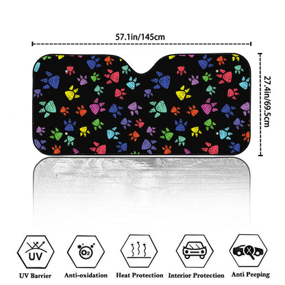 Cute Dino Footprint Pattern Print Car Windshield Sun Shade