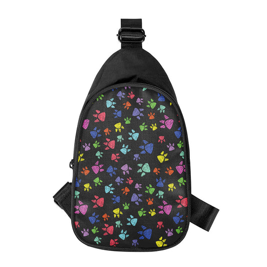 Cute Dino Footprint Pattern Print Chest Bag