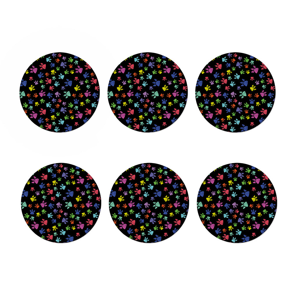 Cute Dino Footprint Pattern Print Coaster Set