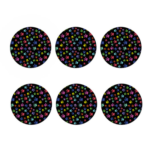 Cute Dino Footprint Pattern Print Coaster Set