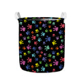 Cute Dino Footprint Pattern Print Collapsible Laundry Basket