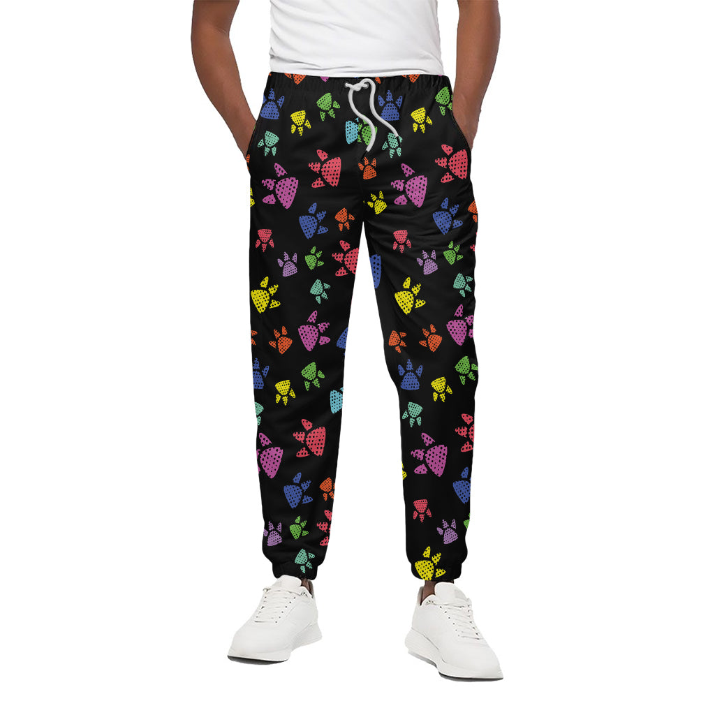Cute Dino Footprint Pattern Print Cotton Pants