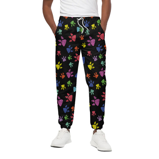 Cute Dino Footprint Pattern Print Cotton Pants