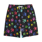 Cute Dino Footprint Pattern Print Cotton Shorts