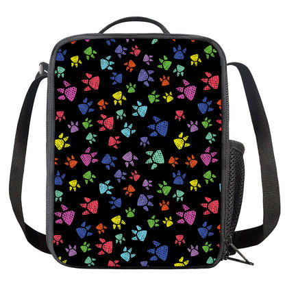 Cute Dino Footprint Pattern Print Crossbody Lunch Bag