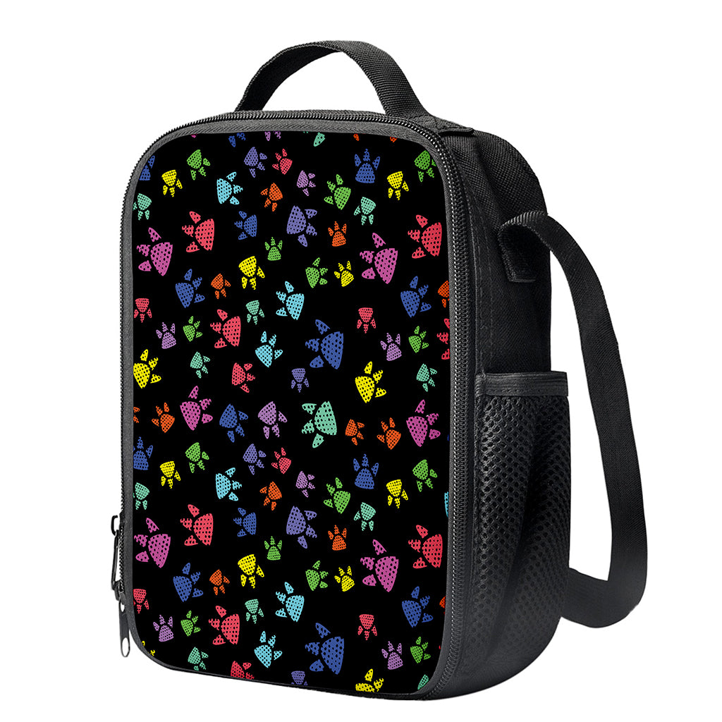 Cute Dino Footprint Pattern Print Crossbody Lunch Bag