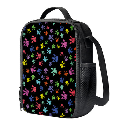 Cute Dino Footprint Pattern Print Crossbody Lunch Bag