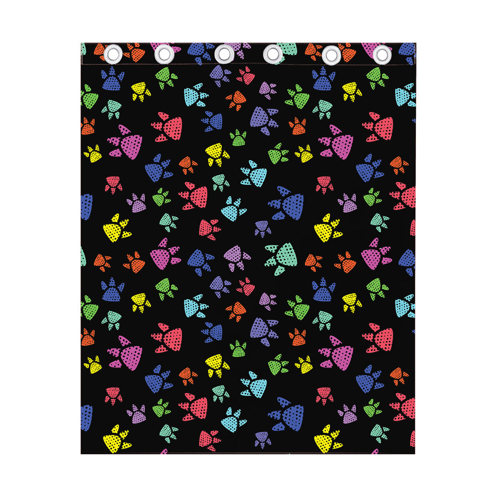Cute Dino Footprint Pattern Print Curtain