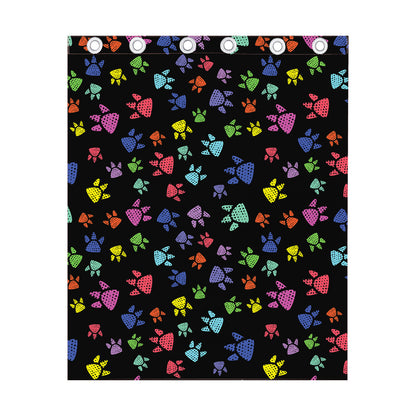 Cute Dino Footprint Pattern Print Curtain