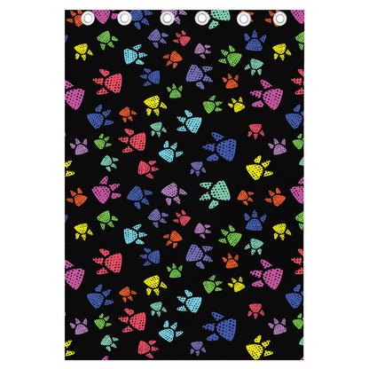 Cute Dino Footprint Pattern Print Curtain
