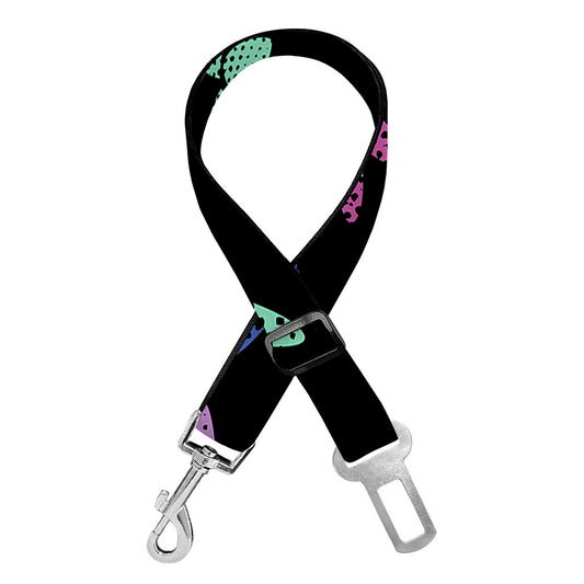 Cute Dino Footprint Pattern Print Dog Seat Belt