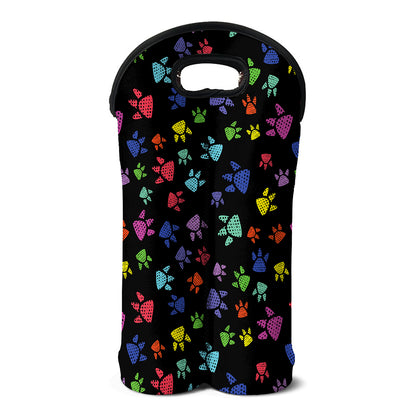 Cute Dino Footprint Pattern Print Double Neoprene Wine Tote