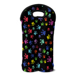 Cute Dino Footprint Pattern Print Double Neoprene Wine Tote