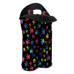 Cute Dino Footprint Pattern Print Double Neoprene Wine Tote