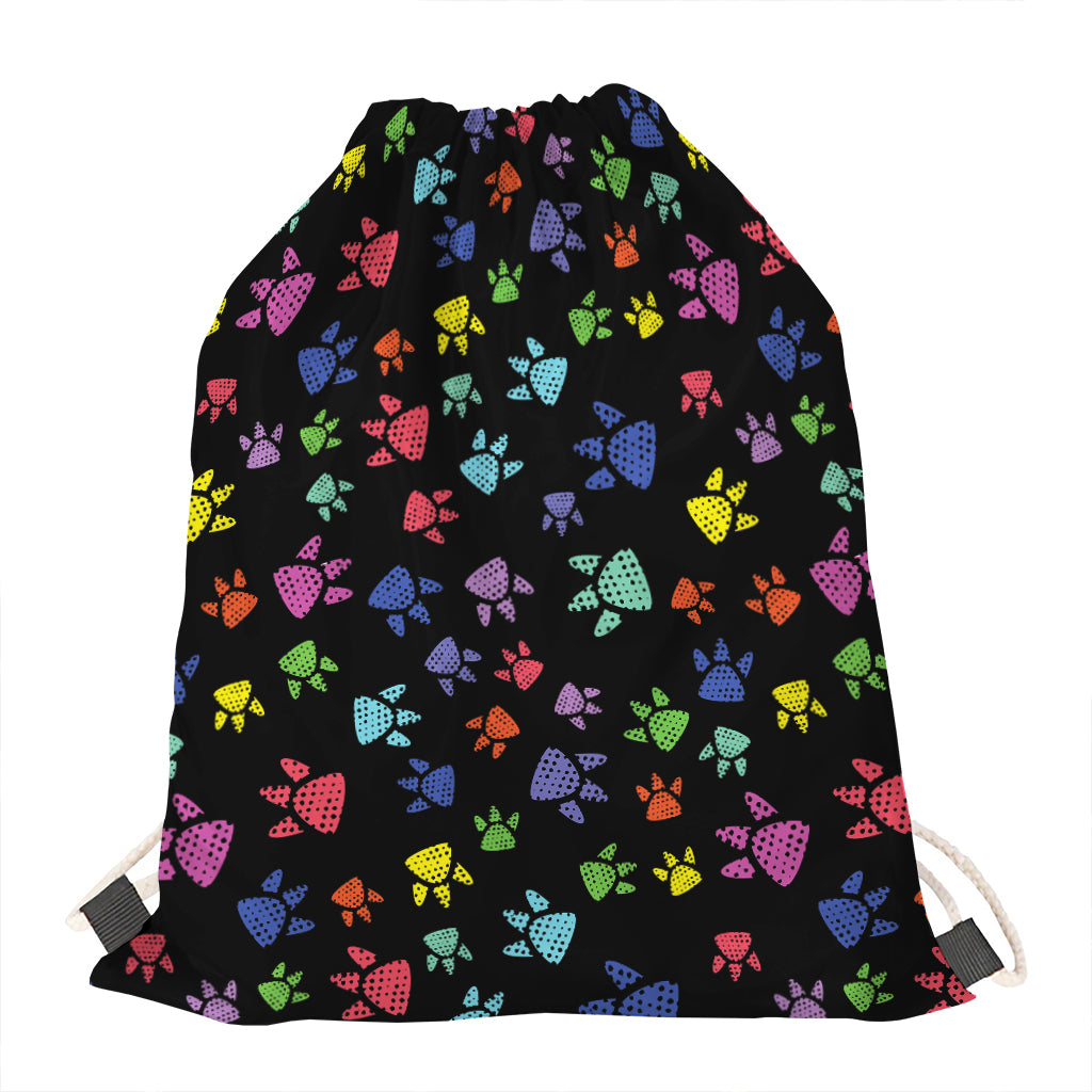 Cute Dino Footprint Pattern Print Drawstring Bag