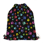 Cute Dino Footprint Pattern Print Drawstring Bag