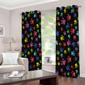 Cute Dino Footprint Pattern Print Extra Wide Grommet Curtains