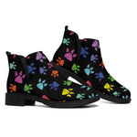 Cute Dino Footprint Pattern Print Flat Ankle Boots
