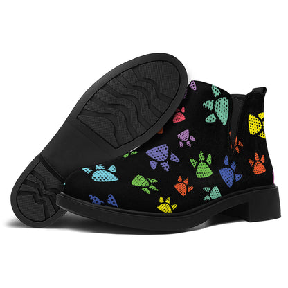 Cute Dino Footprint Pattern Print Flat Ankle Boots