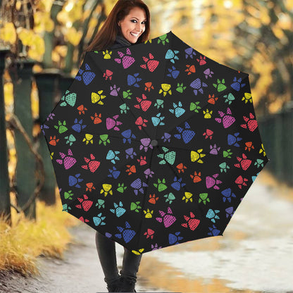 Cute Dino Footprint Pattern Print Foldable Umbrella