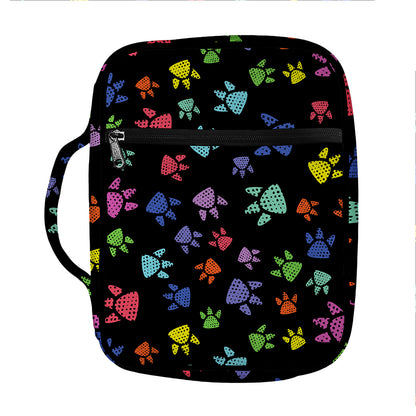 Cute Dino Footprint Pattern Print Front Pocket Bible Bag