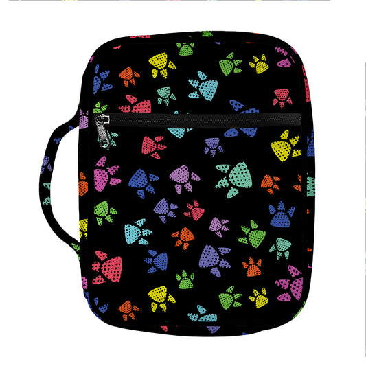 Cute Dino Footprint Pattern Print Front Pocket Bible Bag