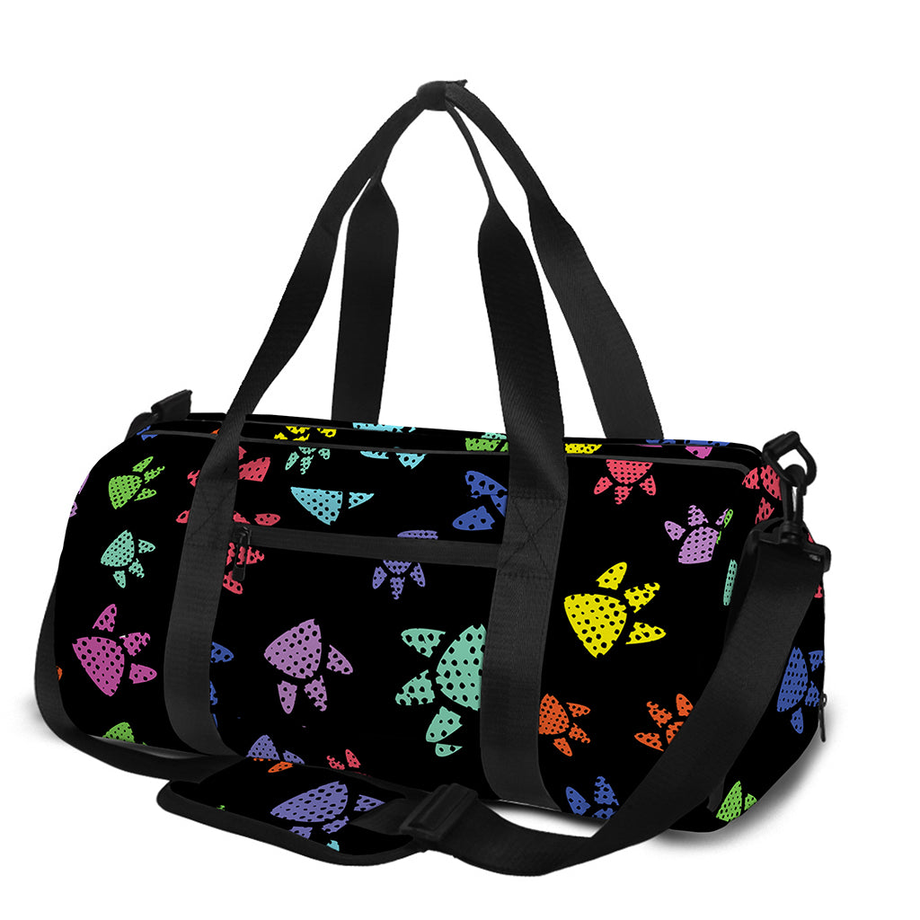 Cute Dino Footprint Pattern Print Gym Bag