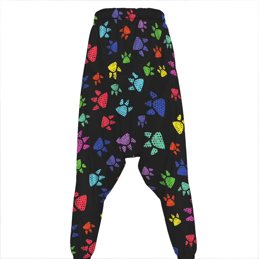Cute Dino Footprint Pattern Print Hammer Pants