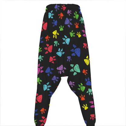 Cute Dino Footprint Pattern Print Hammer Pants