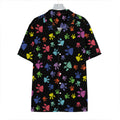 Cute Dino Footprint Pattern Print Hawaiian Shirt