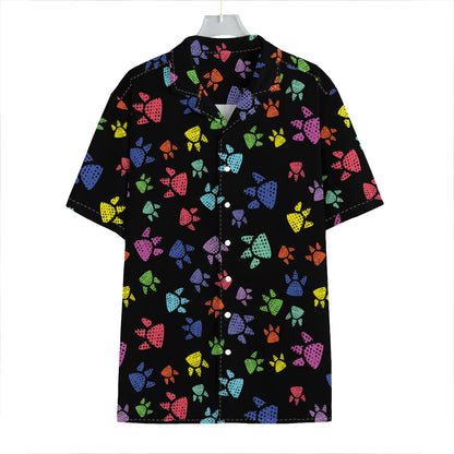 Cute Dino Footprint Pattern Print Hawaiian Shirt