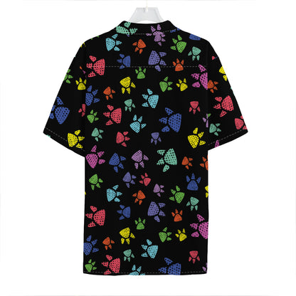 Cute Dino Footprint Pattern Print Hawaiian Shirt