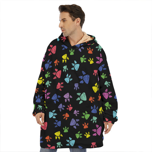 Cute Dino Footprint Pattern Print Hoodie Blanket