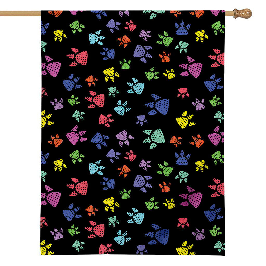 Cute Dino Footprint Pattern Print House Flag