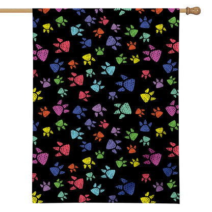 Cute Dino Footprint Pattern Print House Flag