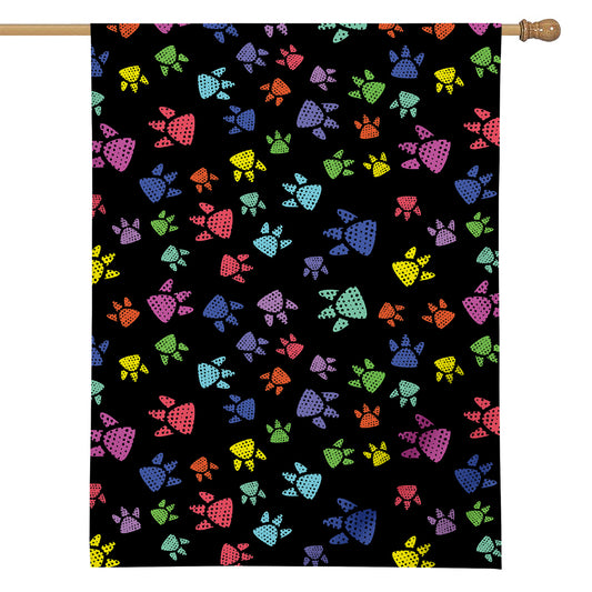 Cute Dino Footprint Pattern Print House Flag
