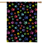 Cute Dino Footprint Pattern Print House Flag