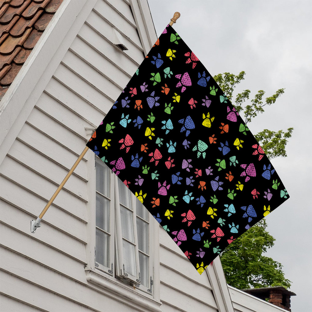 Cute Dino Footprint Pattern Print House Flag