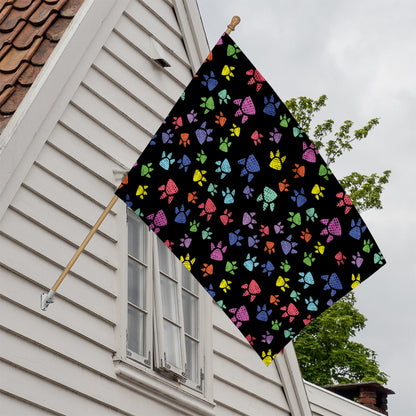 Cute Dino Footprint Pattern Print House Flag