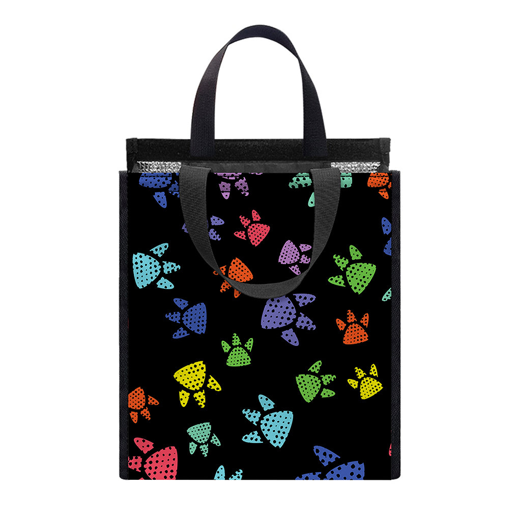 Cute Dino Footprint Pattern Print Insulated Lunch Tote
