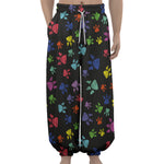 Cute Dino Footprint Pattern Print Lantern Pants