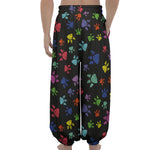 Cute Dino Footprint Pattern Print Lantern Pants