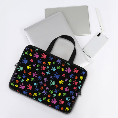 Cute Dino Footprint Pattern Print Laptop Sleeve With Handle