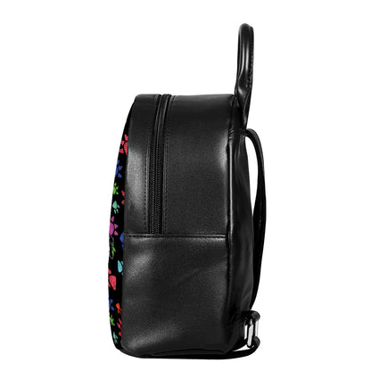 Cute Dino Footprint Pattern Print Leather Backpack