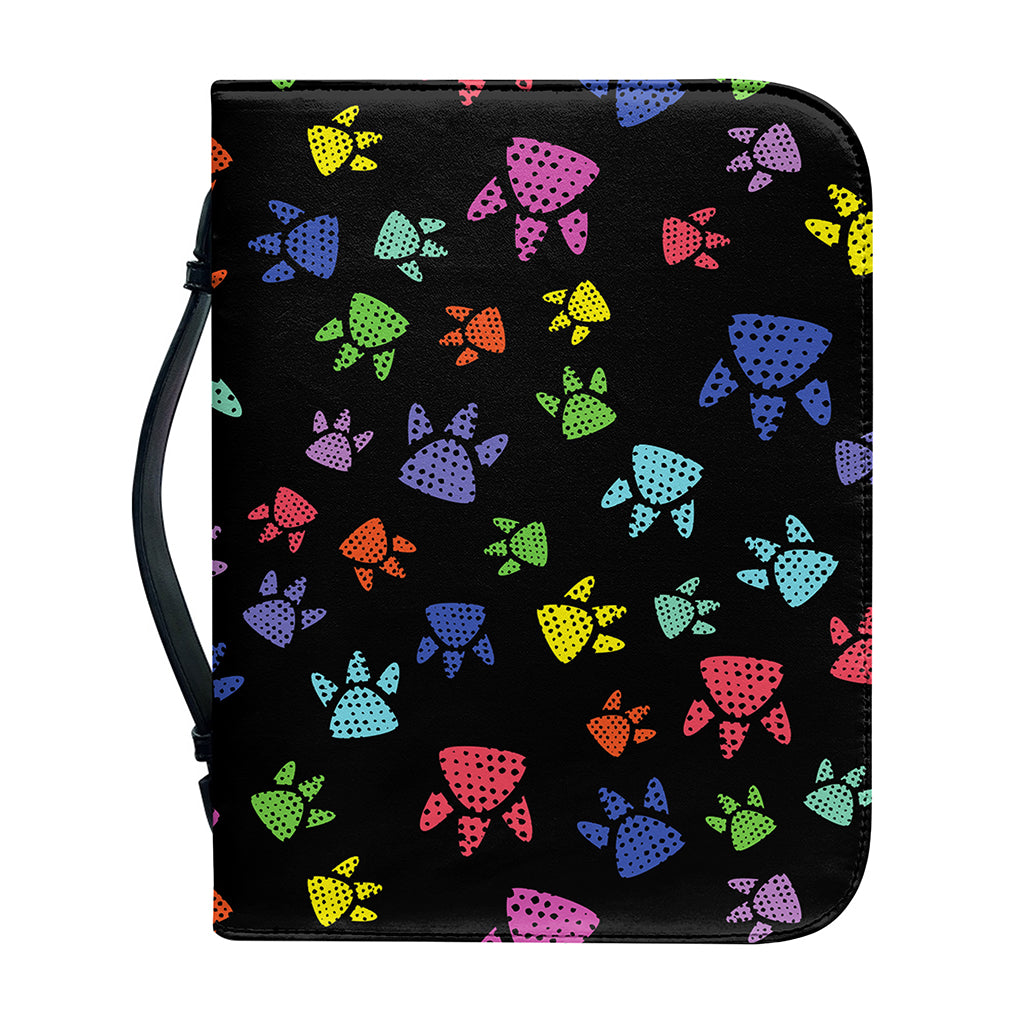 Cute Dino Footprint Pattern Print Leather Bible Cover