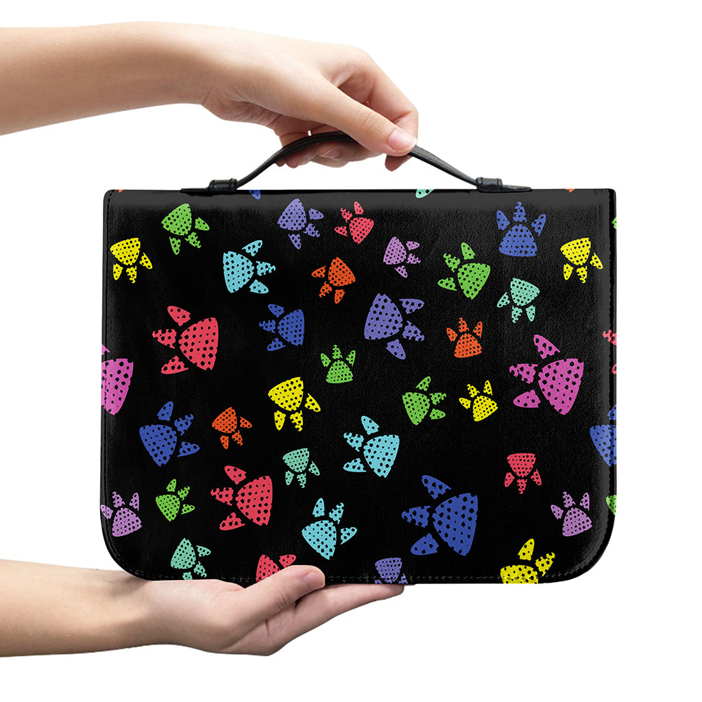 Cute Dino Footprint Pattern Print Leather Bible Cover