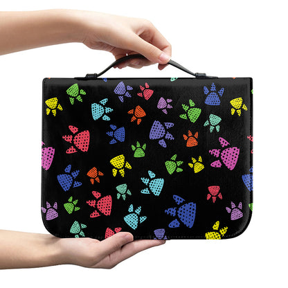 Cute Dino Footprint Pattern Print Leather Bible Cover