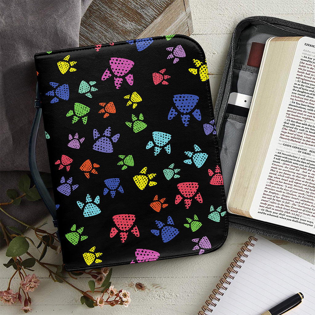 Cute Dino Footprint Pattern Print Leather Bible Cover