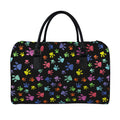 Cute Dino Footprint Pattern Print Leather Duffel Bag