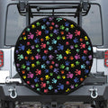 Cute Dino Footprint Pattern Print Leather Spare Tire Cover